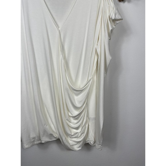 Venus Plus Size Draped SleeveTop in White Size 2X - Picture 5 of 10